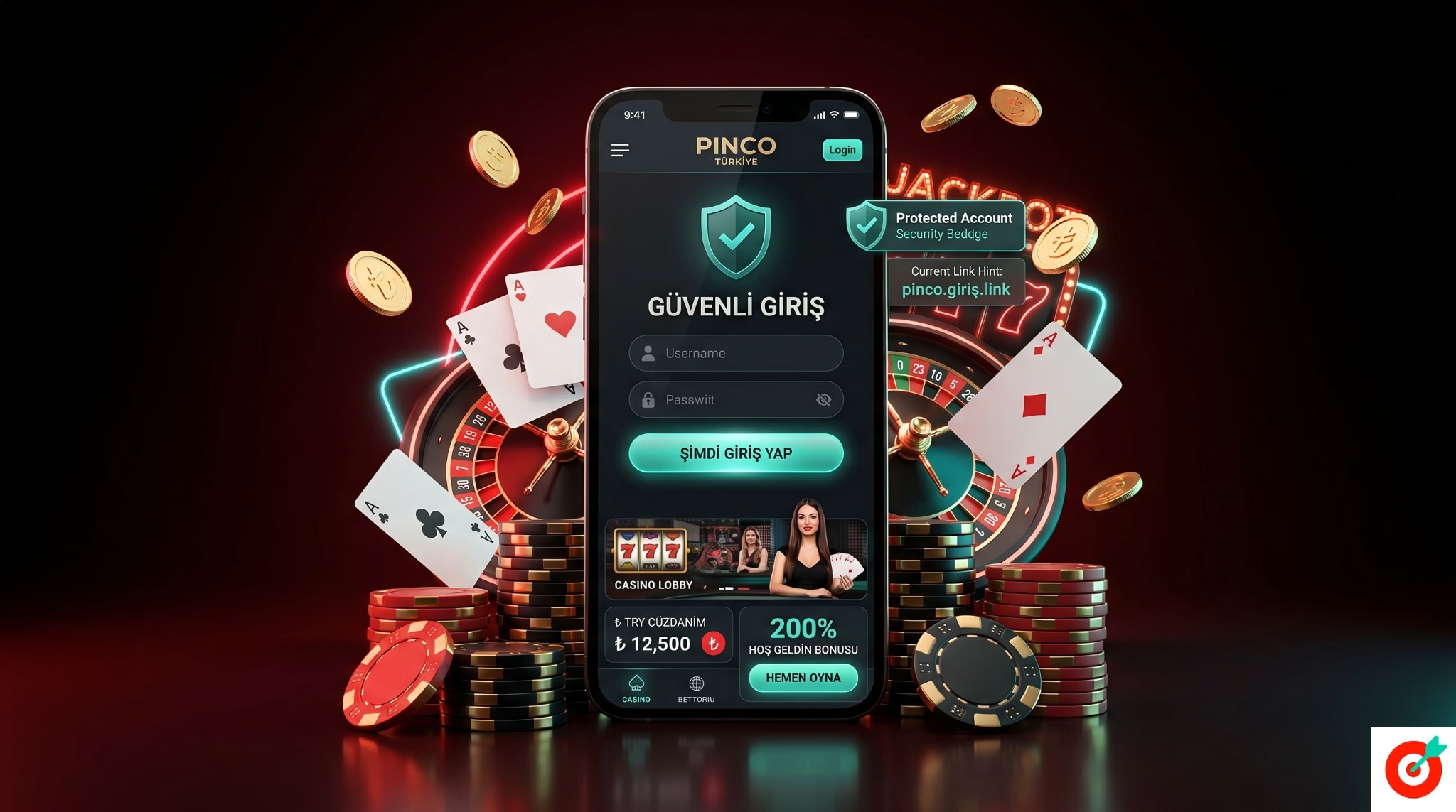 Pinco giriş ekranı ve Türkiye kullanıcıları için ana sayfa görünümü