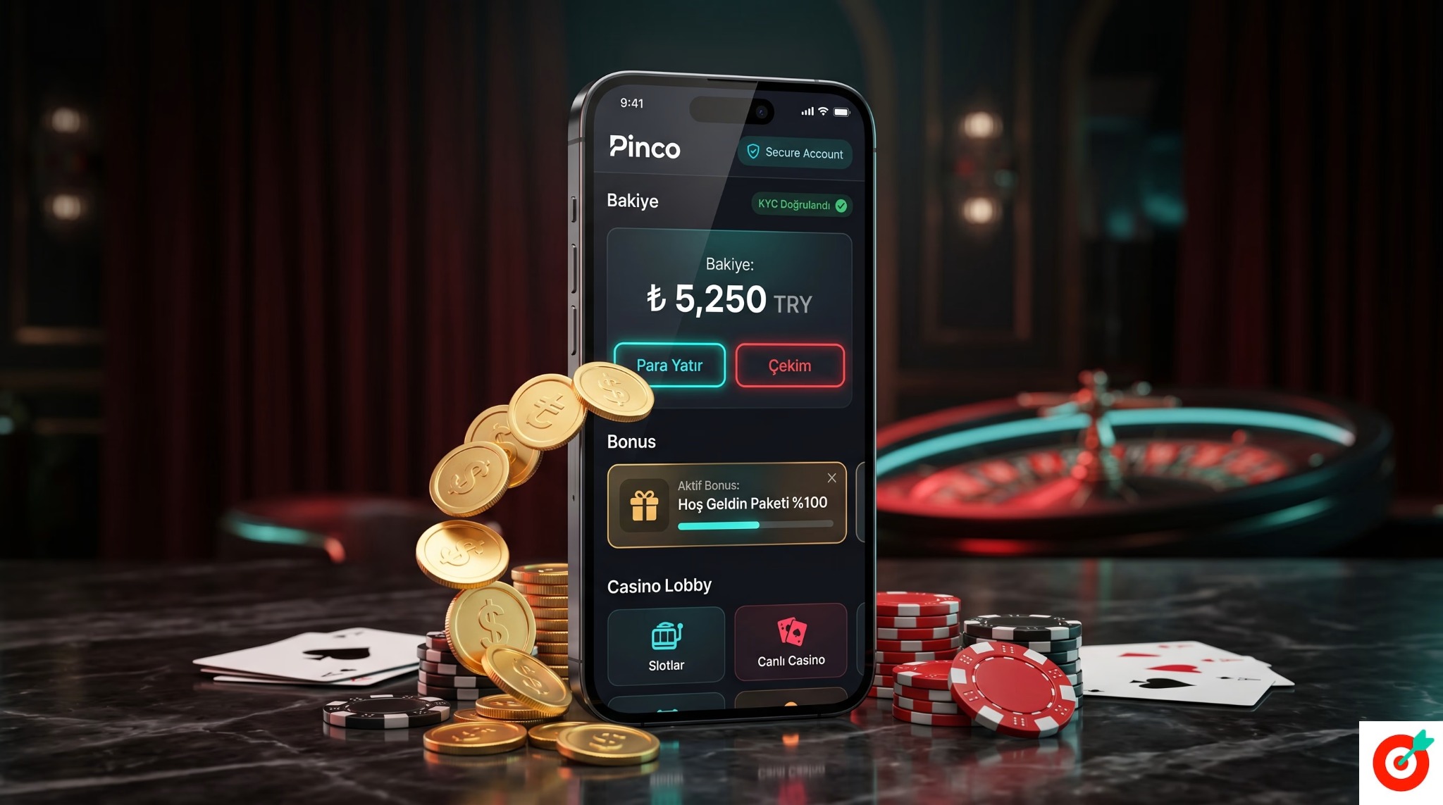 Pinco ödeme ekranında TRY para yatırma ve çekme seçenekleri